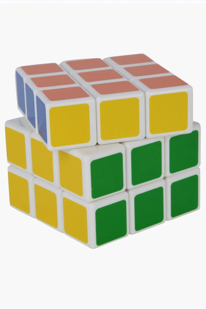 3x3 cube puzzle with yellow, green, and blue faces, angled view