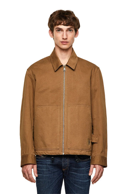 Light brown Diesel zip-up jacket with stand collar and front zipper