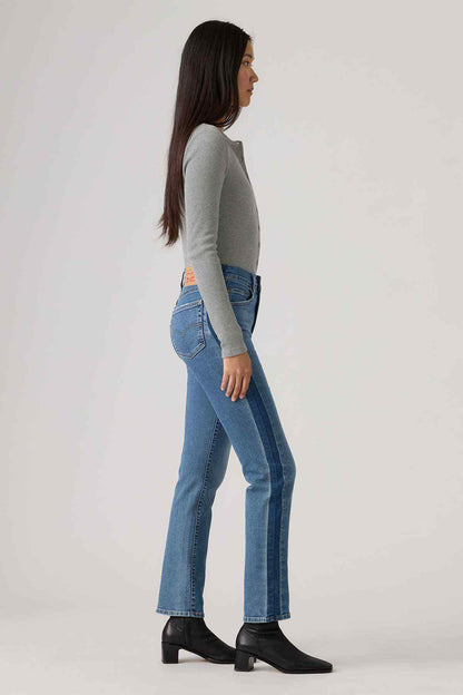 Levi's mid indigo straight-leg jeans, side view