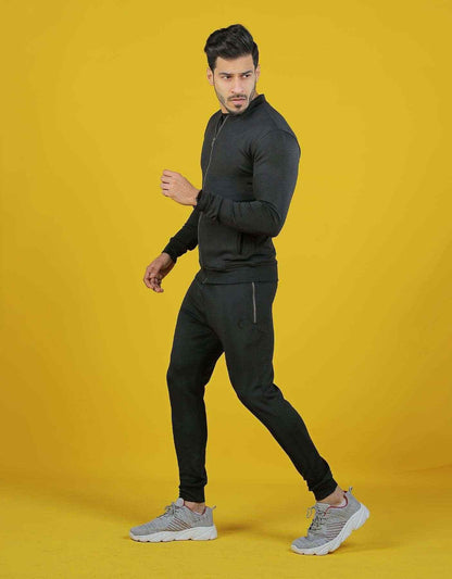 Bodybrics black joggers with drawstring waist and tapered fit, side view