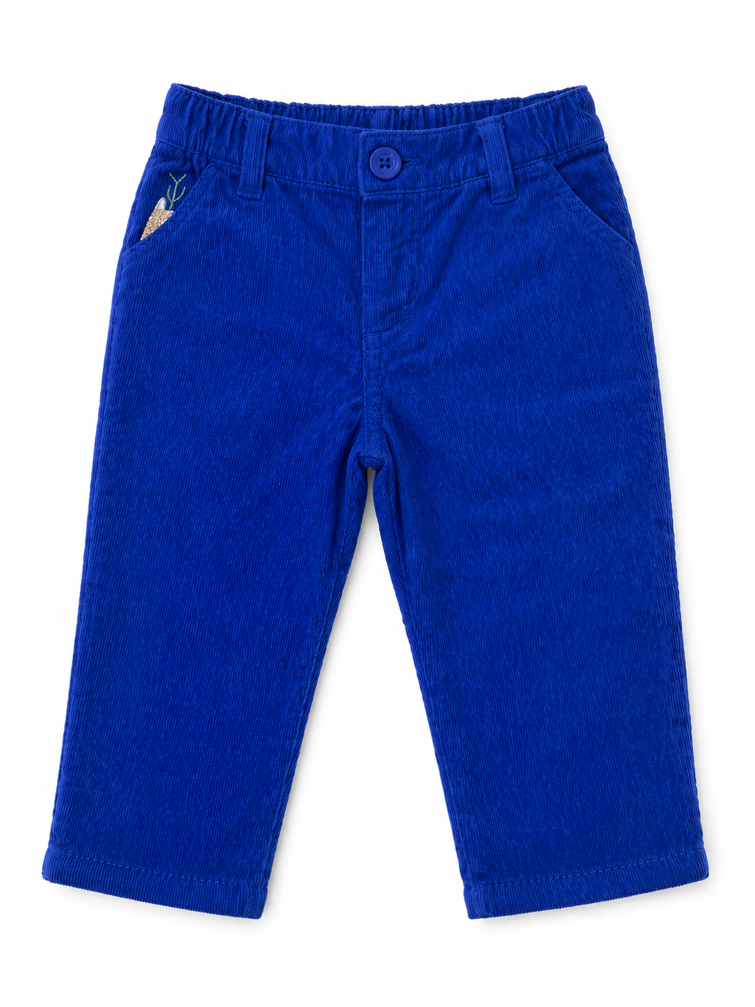 Royal blue toddler pants with elastic waist and two front pockets