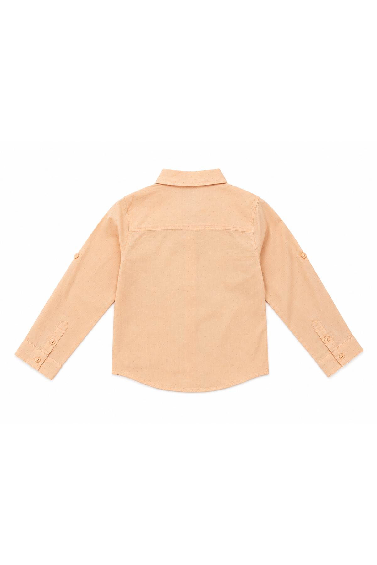 Kids peach button-up shirt back view with long sleeves and collar