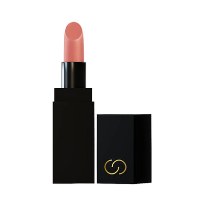Rose nude velvet lipstick in a black bullet tube with gold logo