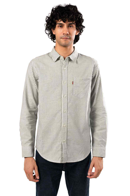 Levi's striped button-up shirt with long sleeves and button front