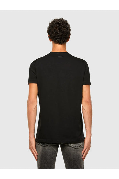 Black Diesel T-shirt back view with centered back logo print