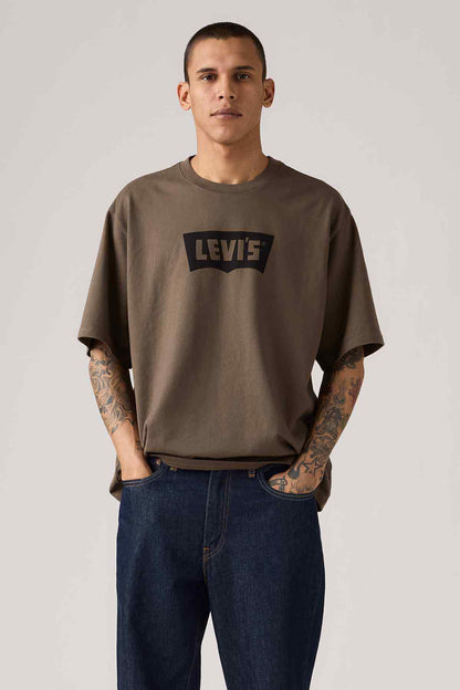 Brown Levi's logo T-shirt with short sleeves and crew neck
