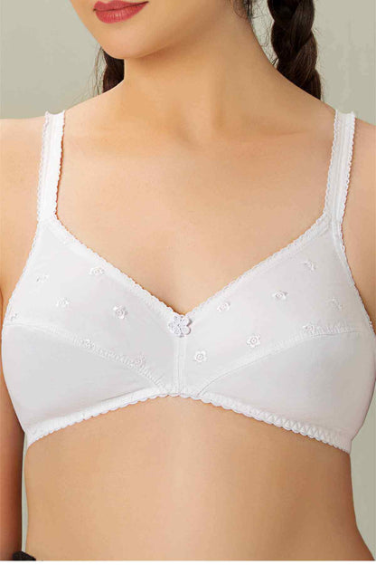 Bebelle white embroidered balconette bra with scalloped lace trim
