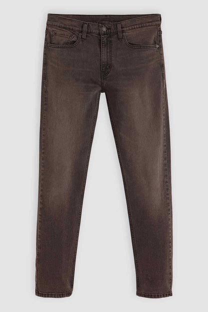 Levi's denim jeans with straight legs, front pockets, and waistband button closure