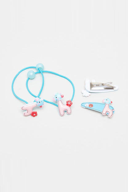 Light blue baby hair ties with bunny appliques and matching hair clips