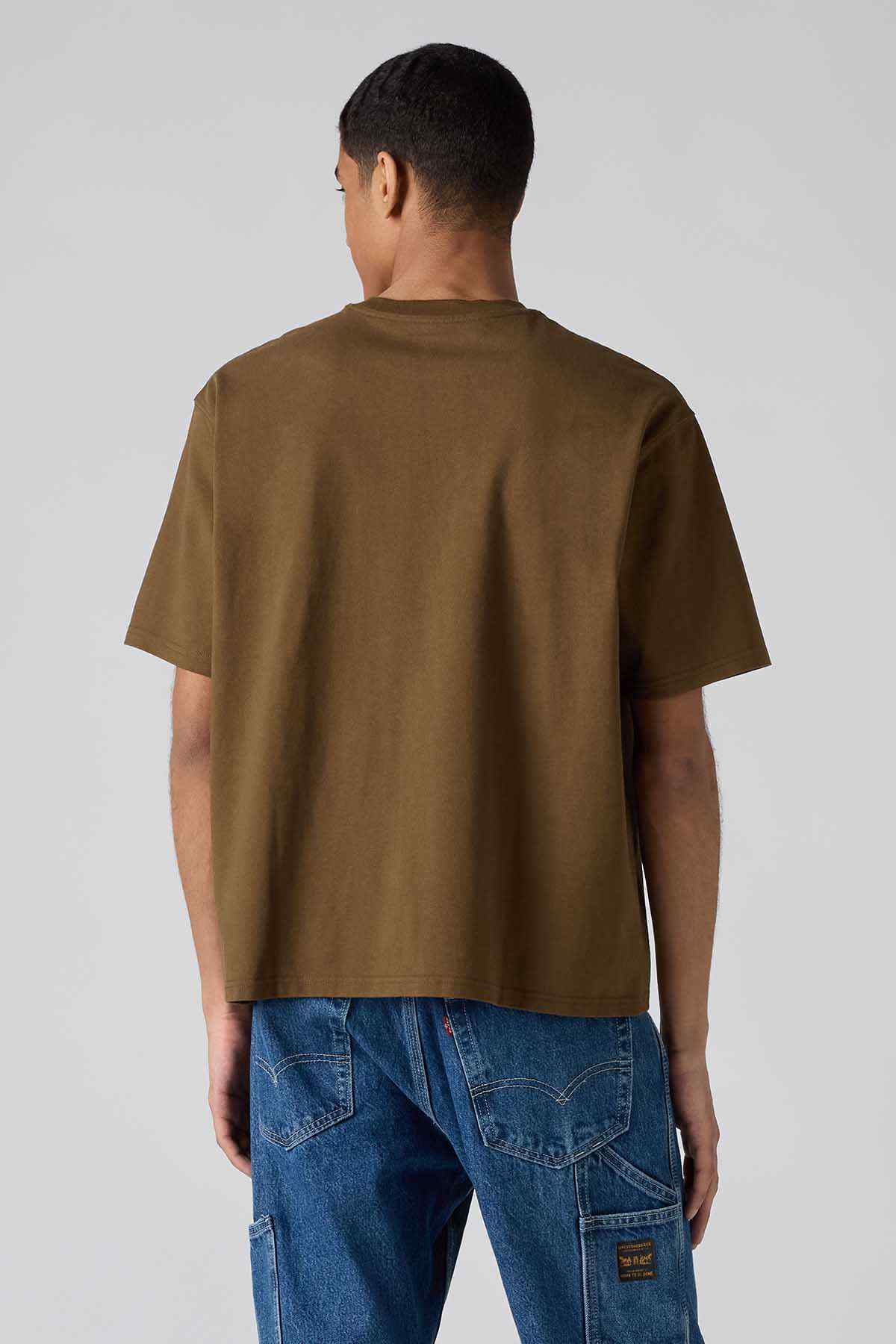 Levi's brown T-shirt back view, crew neck, short sleeves