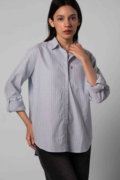 Levi's striped button-down shirt, light blue with vertical pinstripes