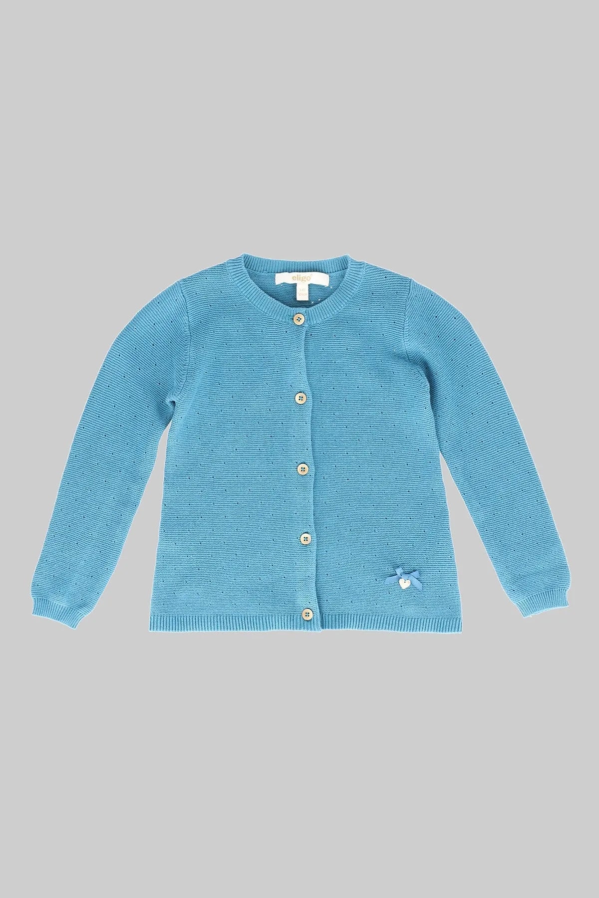 Baby knit cardigan, light blue with button front and long sleeves