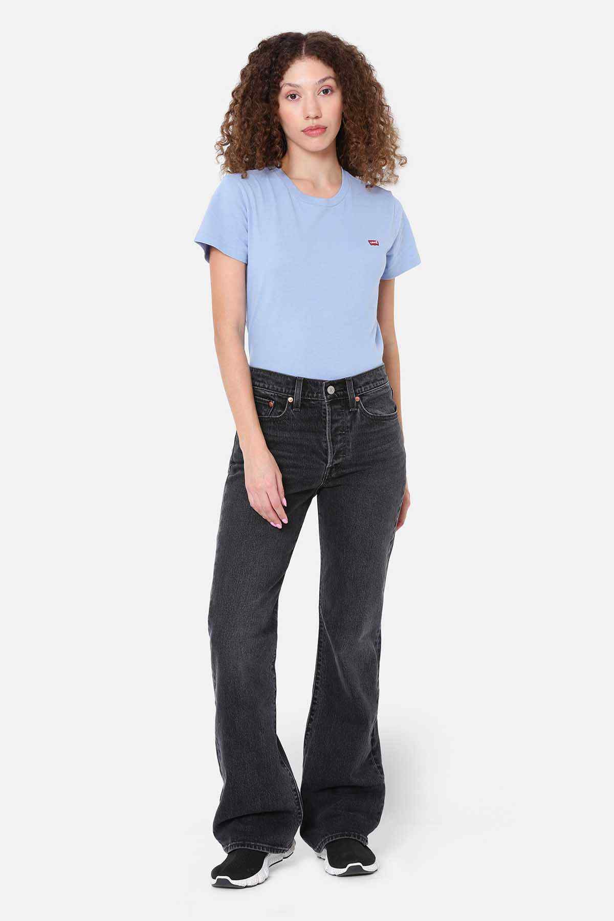 Levi's black straight-leg jeans with five pockets and belt loops