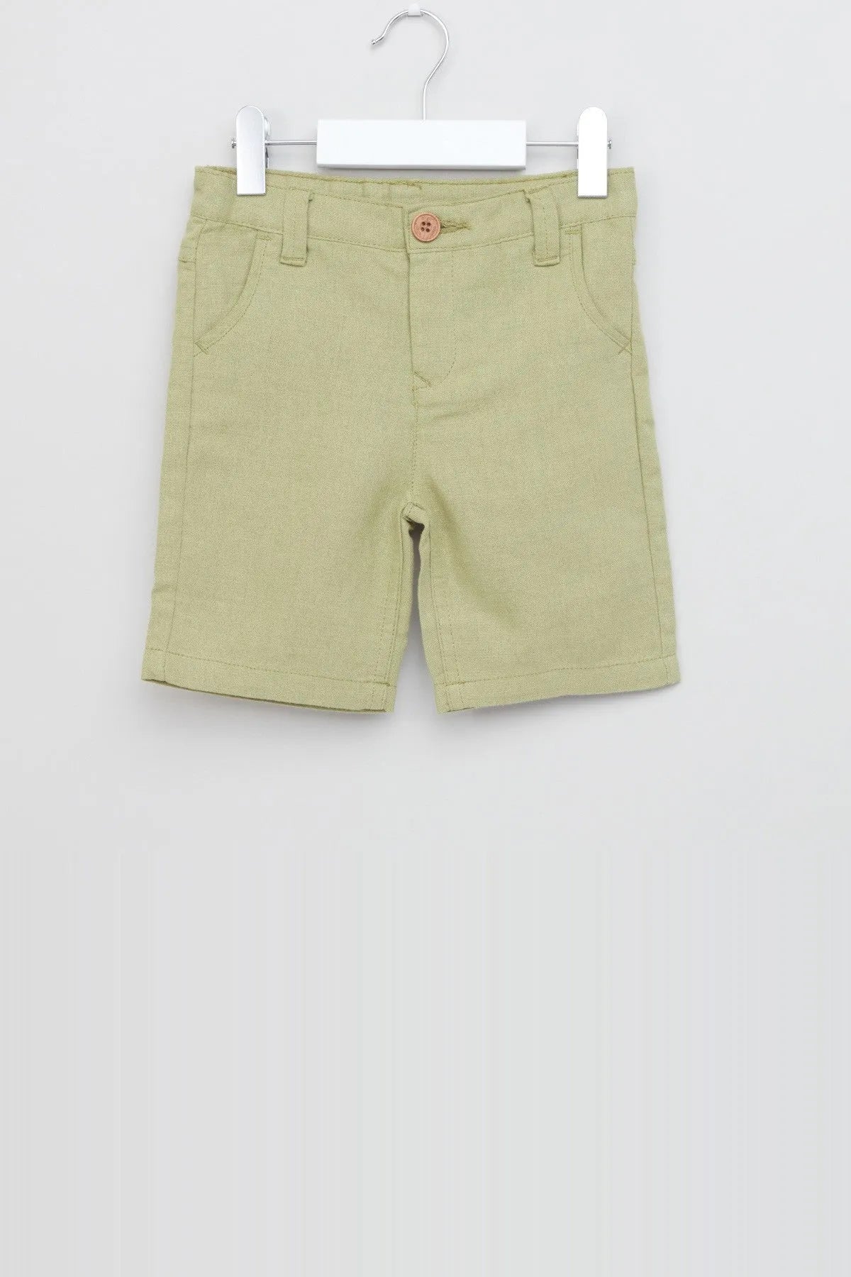 BABYSHOP green baby shorts with front pockets and belt loops