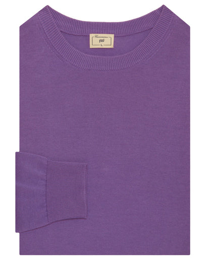 Camicissima purple knit sweater, ribbed crew neck and cuffs, brand label