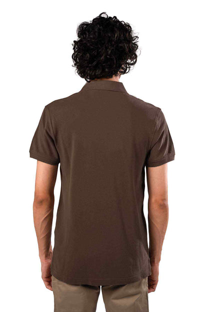 Levi's brown polo shirt, back view with short sleeves and collar