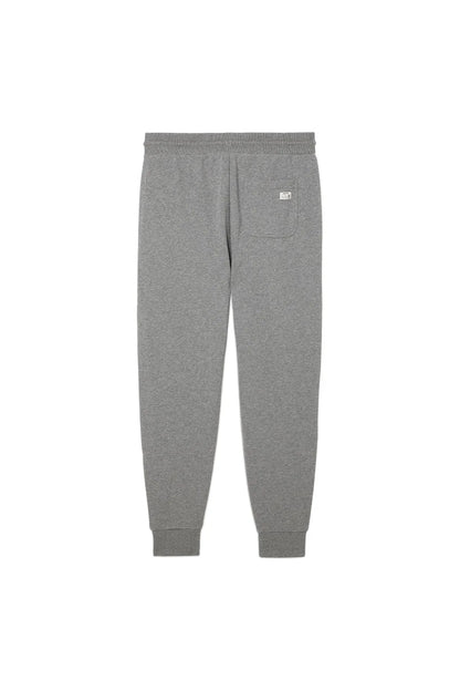 Gray jogger pants with back pocket and small logo patch