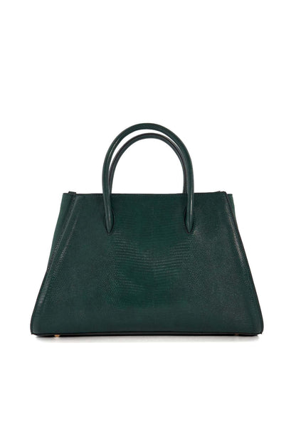 Dune London green structured tote with twin top handles and flat base