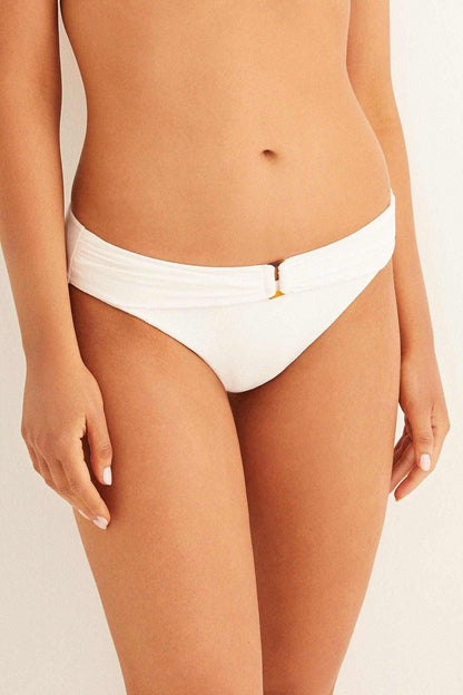 White hipster briefs with center front detail