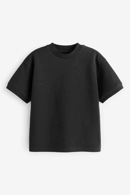 Black short-sleeve crewneck T-shirt, relaxed fit