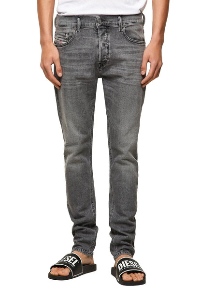 Diesel light gray denim jeans, 5-pocket style with button fly and belt loops