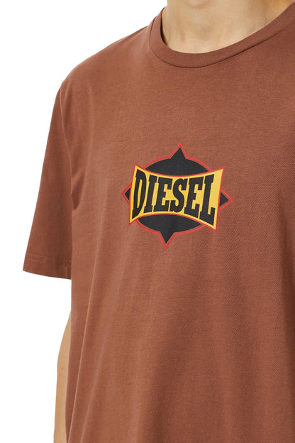 Diesel brown T-shirt with large DIESEL logo graphic on chest