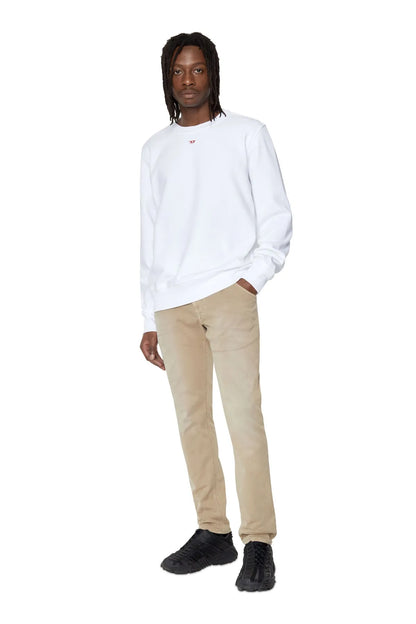Khaki relaxed-fit jeans with drawstring waistband and cuffs