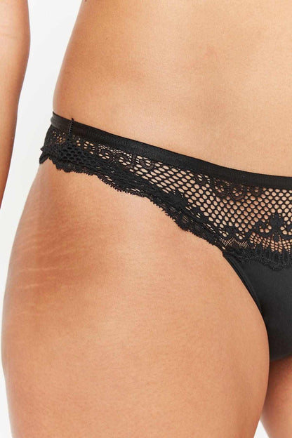 NEXT black lace thong with scalloped lace trim