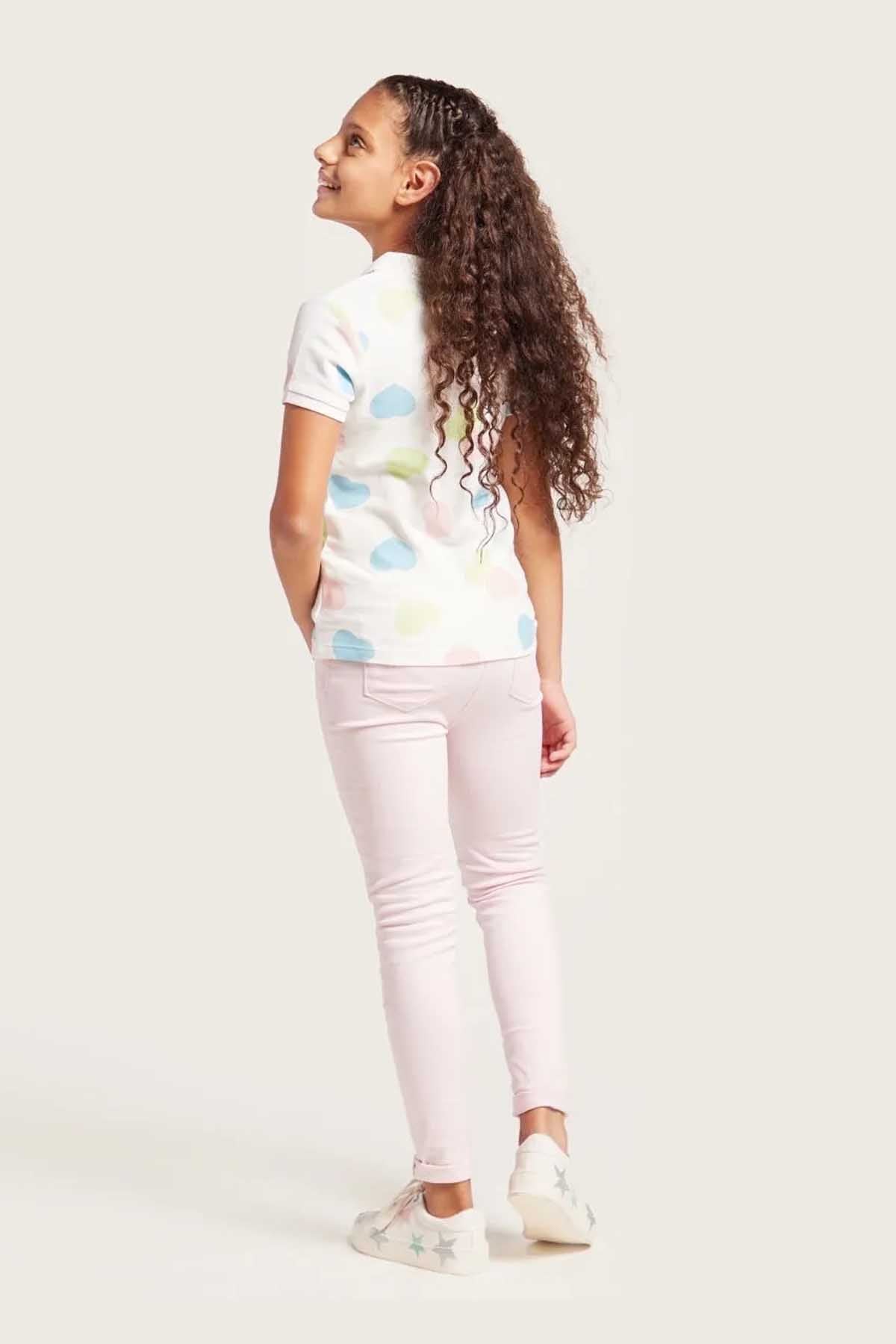 BABYSHOP pink baby T-shirt and pants set with cloud print, side view