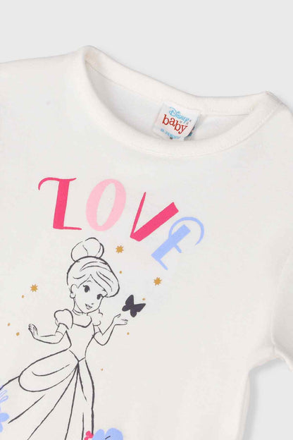 Disney baby T-shirt with white crew neck and Love graphic with princess illustration