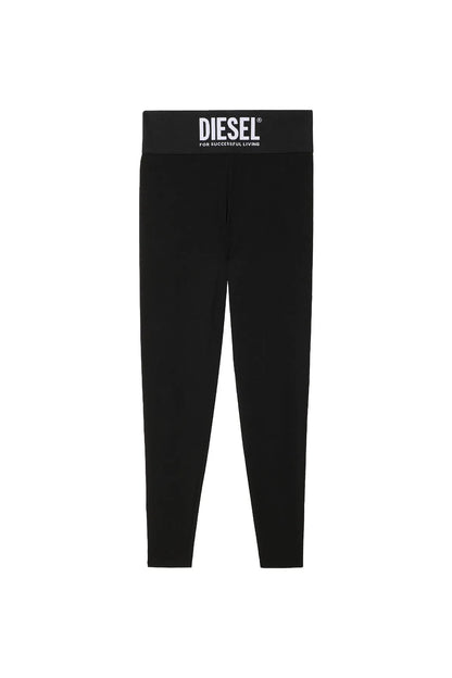 Black leggings with Diesel logo waistband, straight leg fit