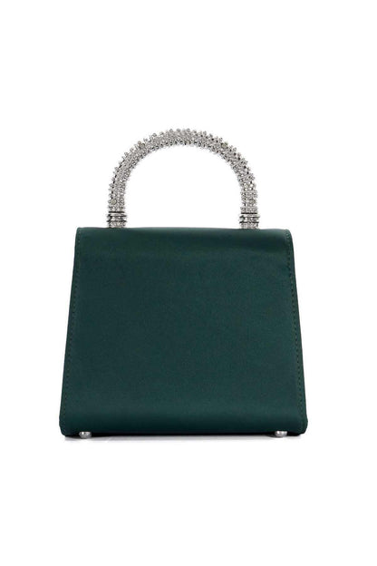 Dune London green mini handbag with chain top handle, plain back panel