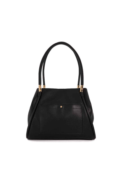 Dune London black structured mini handbag with top handles and central seam detail
