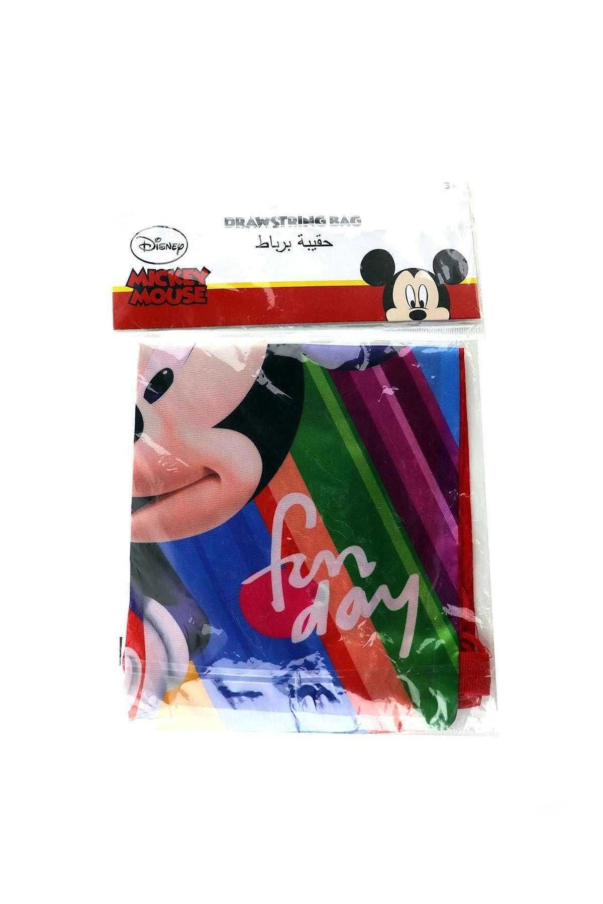 Disney Mickey Mouse drawstring bag in clear package, colorful striped design