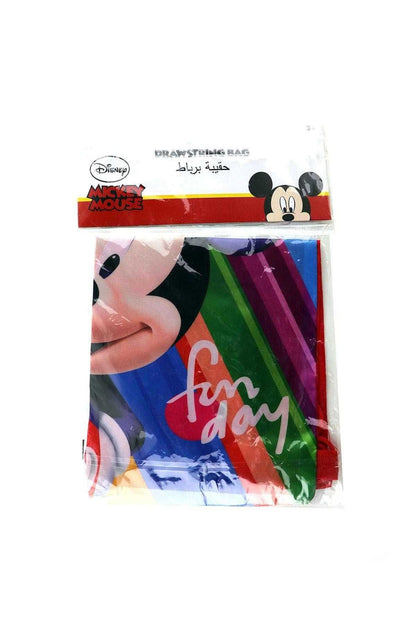 Disney Mickey Mouse drawstring bag in clear package, colorful striped design