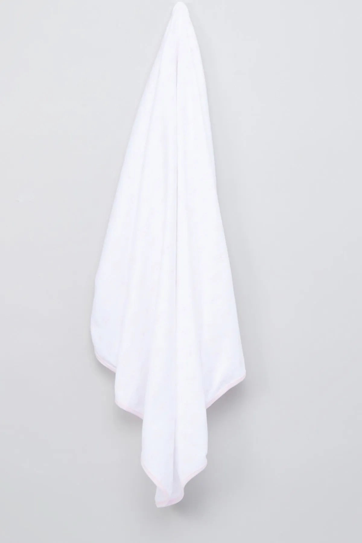 BABYSHOP baby blanket draped white, soft pink trim