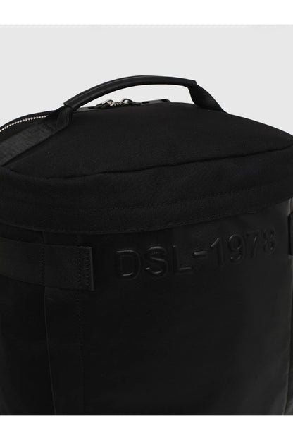 Black backpack back panel with top handle and DSL-1978 embossing