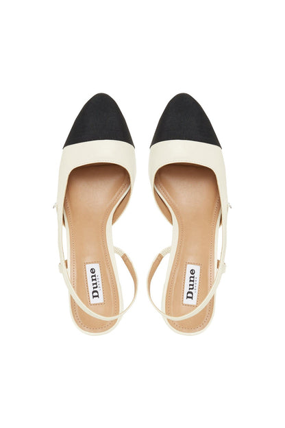 Dune London black-and-ivory slingback heels, logo lining