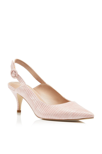 Dune London pink pointed-toe slingback heels with mid-height heel