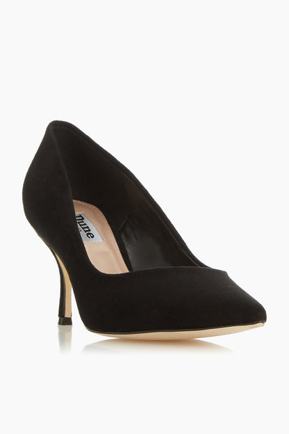 Dune London black suede stiletto pumps with pointed toe and slim heel