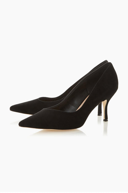 Dune London black pointed-toe stiletto pumps, high thin heel