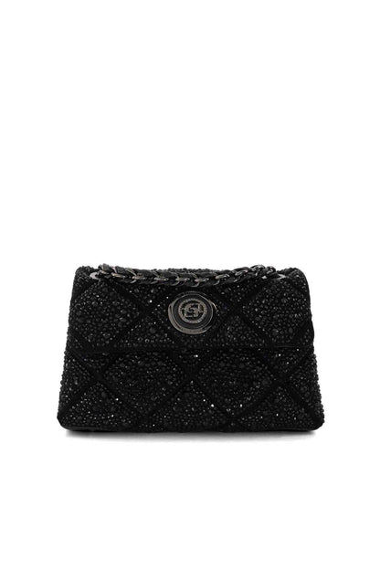 Dune London black quilted shoulder bag with chain strap and flap