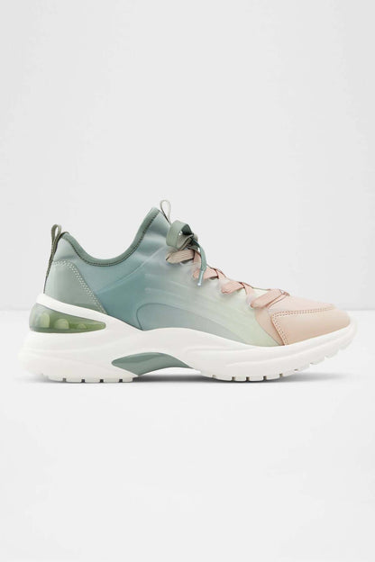 ALDO lace-up sneakers in mint green and pale pink with chunky white sole