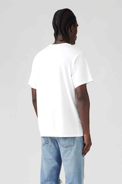 White crew-neck T-shirt with short sleeves, plain back