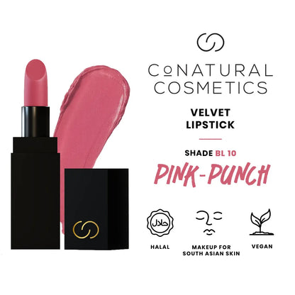 Conatural velvet lipstick set, BL 10 pink-punch shade in black case