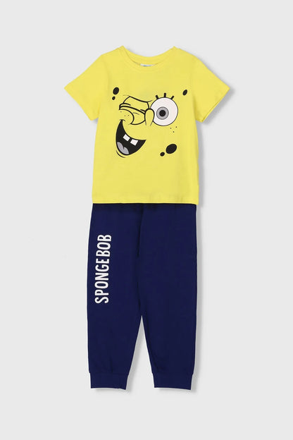 DISNEY kids T-shirt and pants set, yellow tee with SpongeBob graphic, navy pants