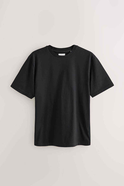 Next black crew-neck short-sleeve T-shirt, flat lay