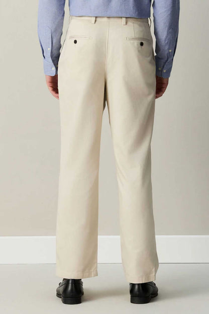 NEXT ecru suit trousers front view with side pockets and button waistband