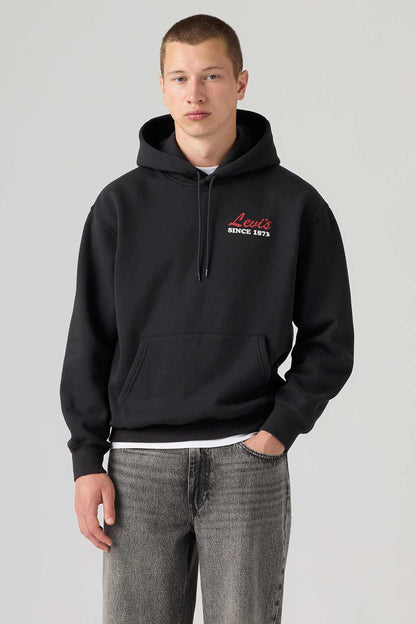 Black Levi's hoodie with front kangaroo pocket and drawstring hood