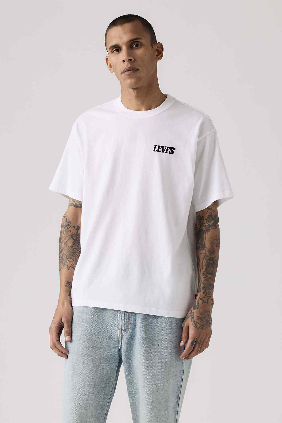 Levi's white crewneck T-shirt with black chest logo